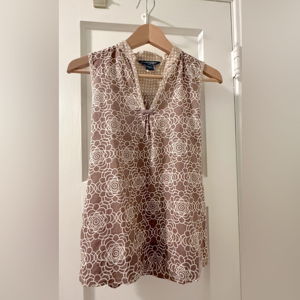 Banana Republic Floral Patterned Blouse - Cream and Tan